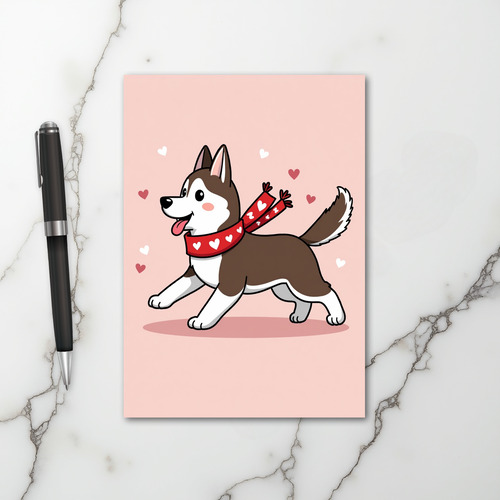 Cute Husky Valentines Love Card
