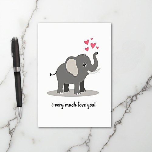 Cute I Love You Elephant Card