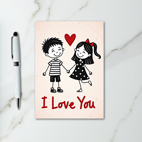 Cute Kids Polka Dot Valentines Card