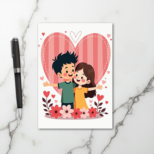 Cute Kids Valentines Hug Card