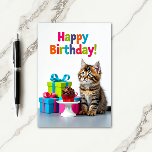 Cute Kitten Birthday Card