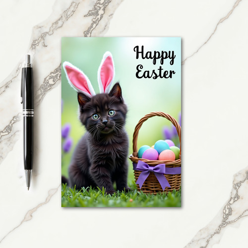 Cute Kitten Easter Wishes Card