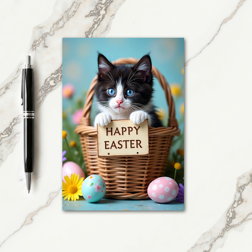 Cute Kitten In Basket Greeting Card