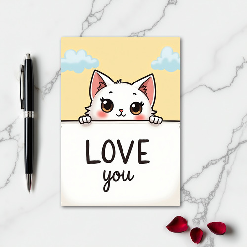 Cute Kitten Love You Card