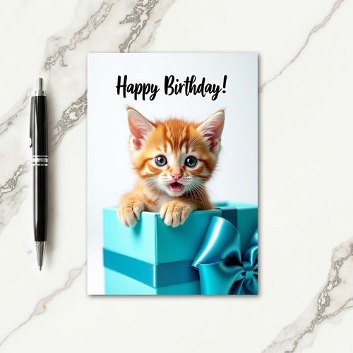 Cute Kitten Surprise Birthday Card