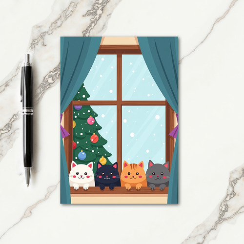 Cute Kittens Window Card