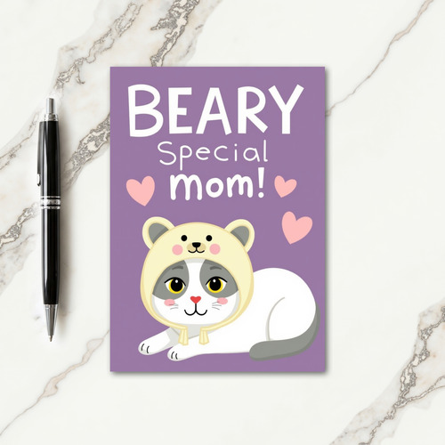 Cute Kitty Mothers Day Hooded Card