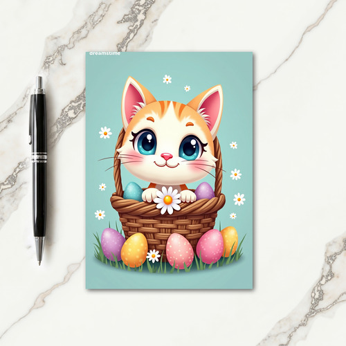 Cute Kitty Springtime Card