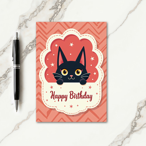 Cute Kitty Starry Birthday Card