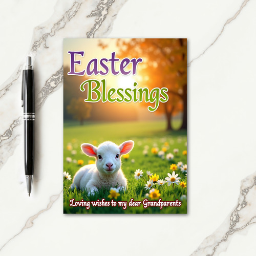 Cute Lamb Easter Blessings Card