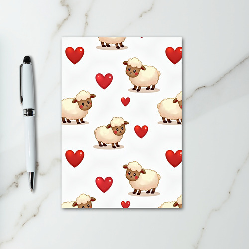 Cute Lamb Hearts Pattern Card