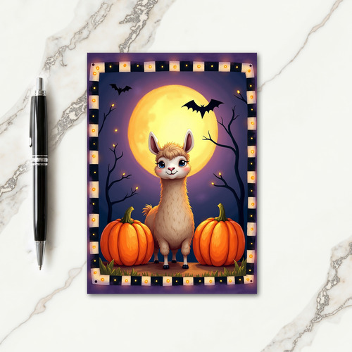 Cute Llama Halloween Night Card