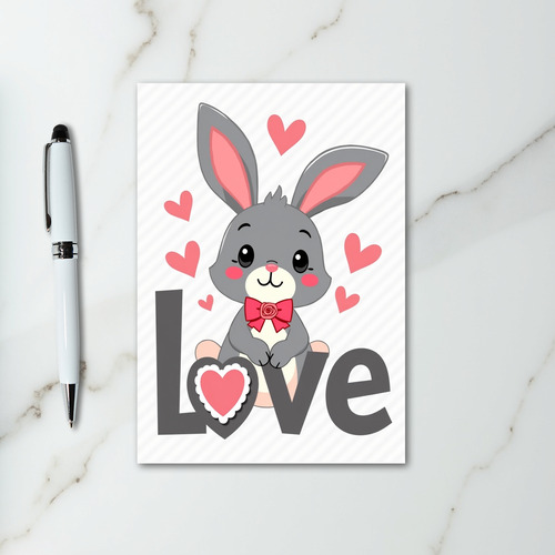 Cute Love Bunny Hearts Card