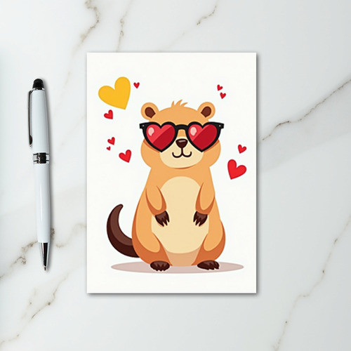Cute Love Heart Glasses Card