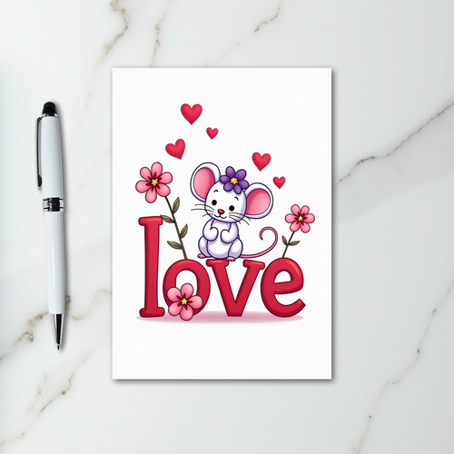 Cute Love Mouse Hearts Card