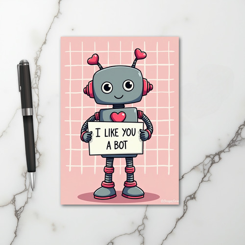 Cute Love Robot I Like You A Bot Card