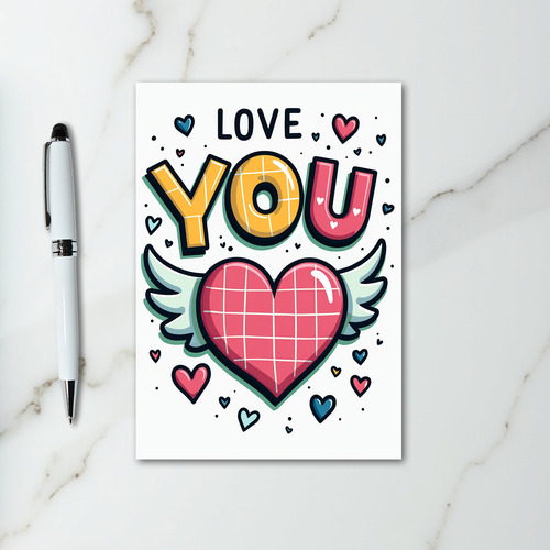 Cute Love You Grid Heart Card
