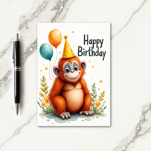 Cute Monkey Balloons Card