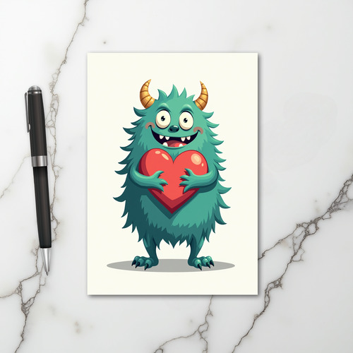 Cute Monster Heart Love Card