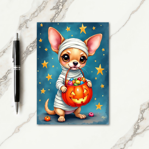Cute Mummy Pups Halloween Card thumbnail