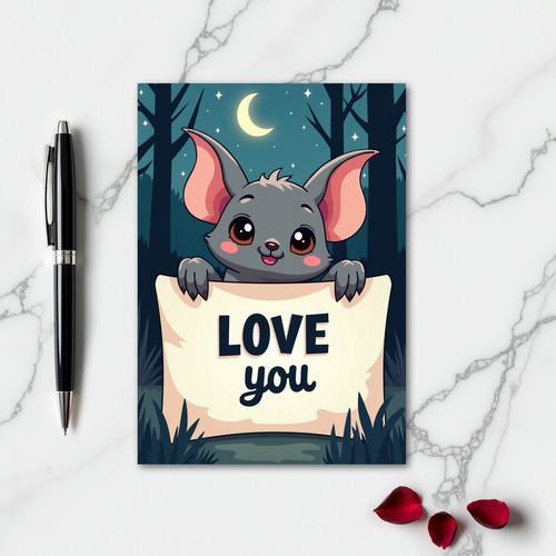 Cute Night Bat Love You Card