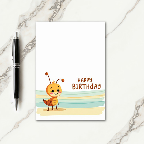 Cute Ochre Creature Birthday Card
