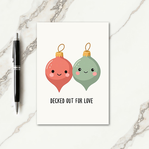 Cute Ornament Couple Christmas Card