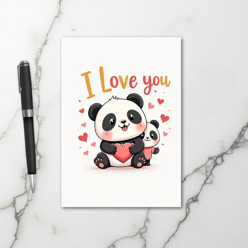 Cute Panda I Love You Card