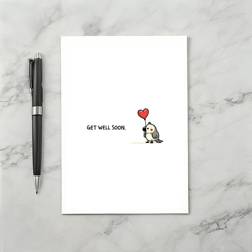 Cute Parrot Holding Heart Balloon