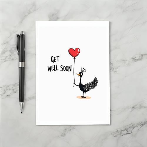 Cute Peacock Get Well Card