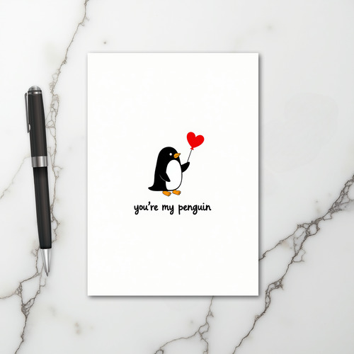 Cute Penguin Love Heart Card