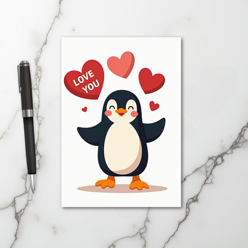 Cute Penguin Love You Card