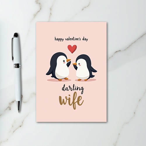 Cute Penguin Wife Valentines Day Card