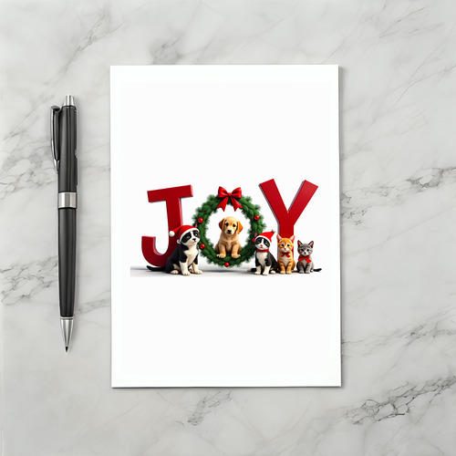 Cute Pet Joy Christmas Card Kitten Puppy Holiday Greeting