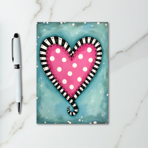 Cute Pink Polka Dot Heart Card