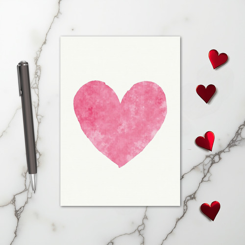 Cute Pink Watercolor Heart Card