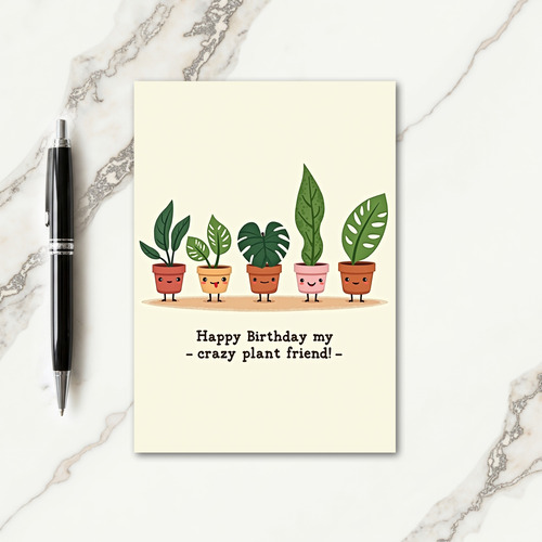 Cute Plant Parade Birthday Card