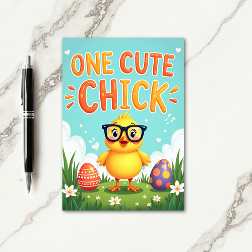 Cute Polka Dot Chick Card