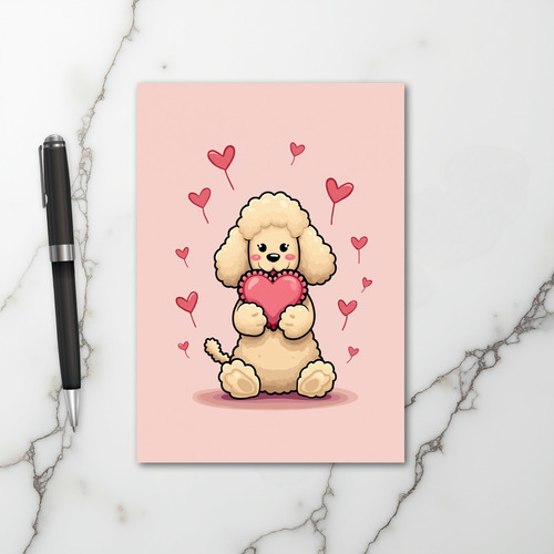 Cute Poodle Valentine Card
