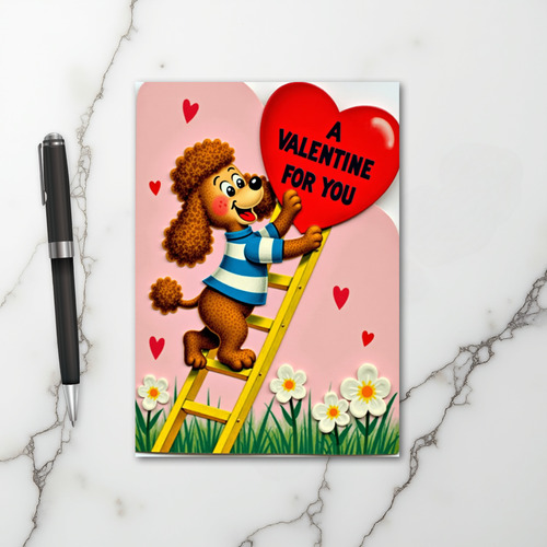 Cute Poodle Valentine Heart Card