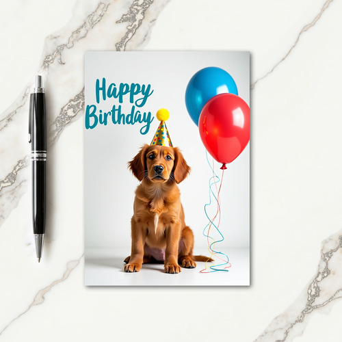 Cute Puppy Birthday Hat Card