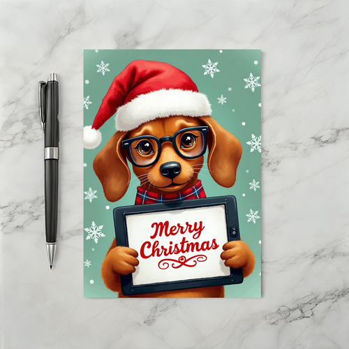 Cute Puppy Dog Glasses Merry Christmas Tablet