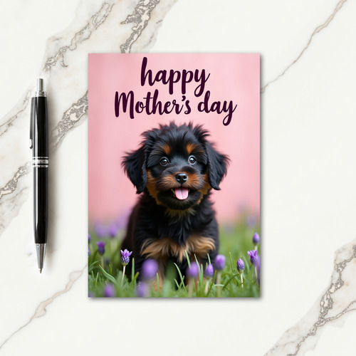 Cute Puppy Floral Mothers Card