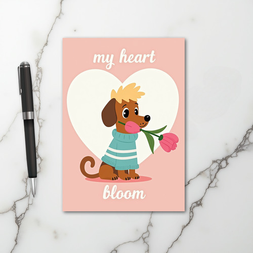 Cute Puppy Heart Bloom Card