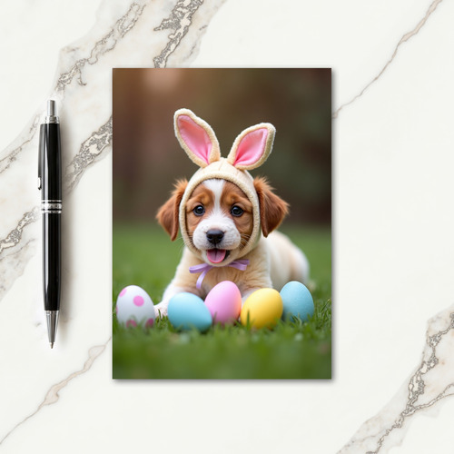 Cute Puppy In Grass Photo Card