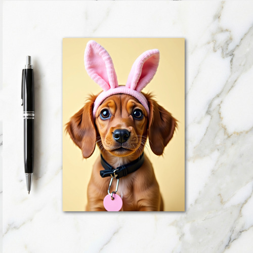 Cute Puppy Rabbit Ears Photo Card