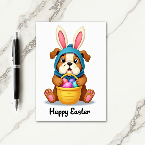 Cute Puppy Spring Basket Card