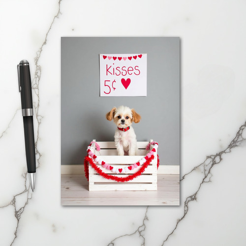 Cute Puppy Valentines Kisses Card