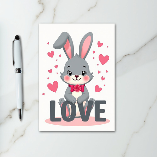 Cute Rabbit Love Hearts Card