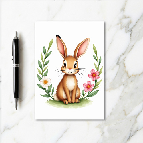 Cute Rabbit Springtime Scene Card